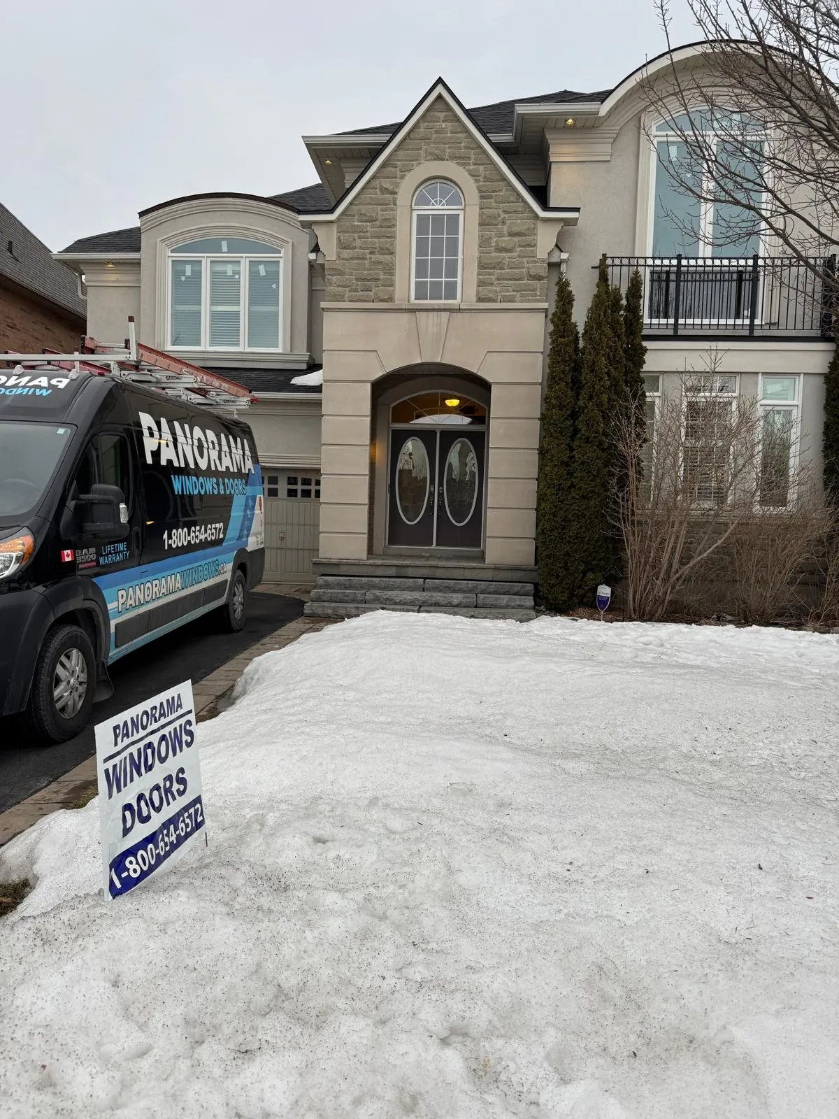 Panorama Windows & Doors service van outside a customer's home