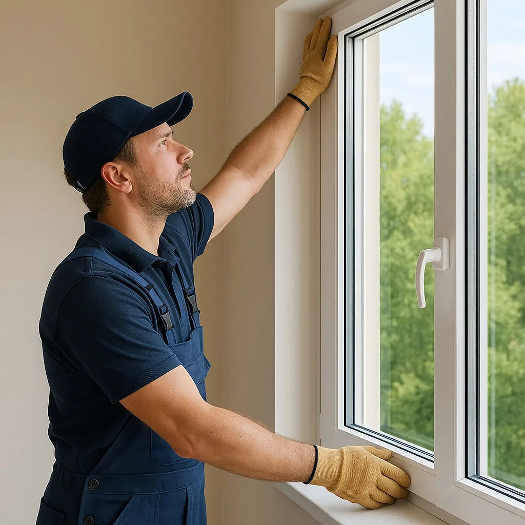 Technician installing energy-efficient window styles for maximum insulation in an Oshawa h Technician installing energy-efficient window styles for maximum insulation in an Oshawa home.