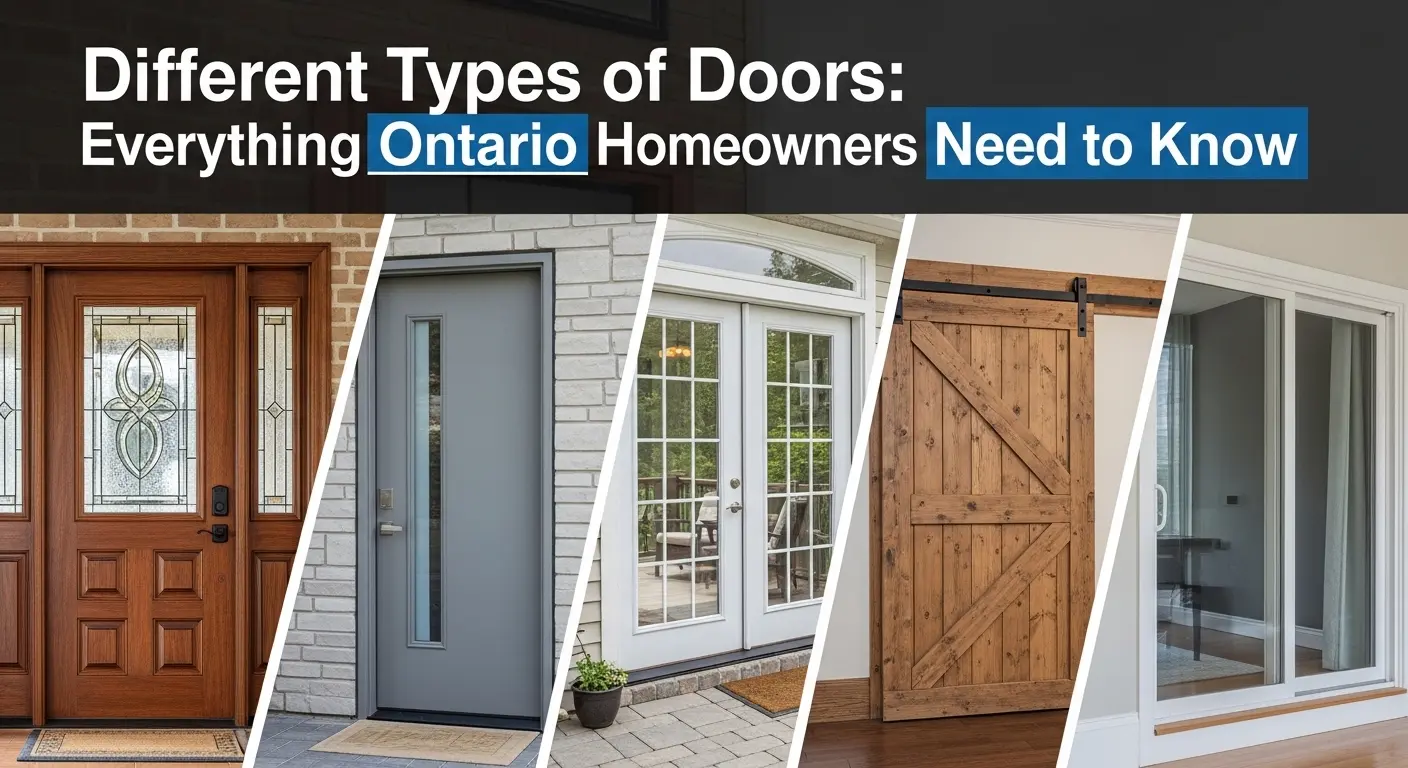 Different types of doors commonly used in Ontario homes including entry, sliding, and French doors