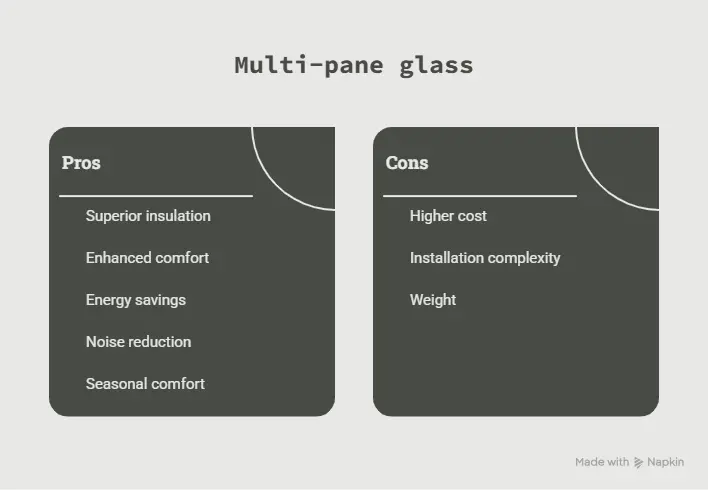 Modern energy-efficient multi-pane glass windows featuring double and triple glazing, Low-E coatings, and insulated glass for improved thermal performance
