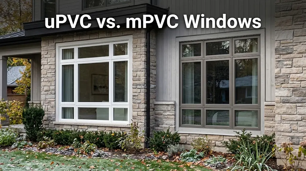 Comparison of uPVC and mPVC windows for Ontario homes, showing differences in insulation, energy efficiency, durability, maintenance, weather resistance, and overall cost