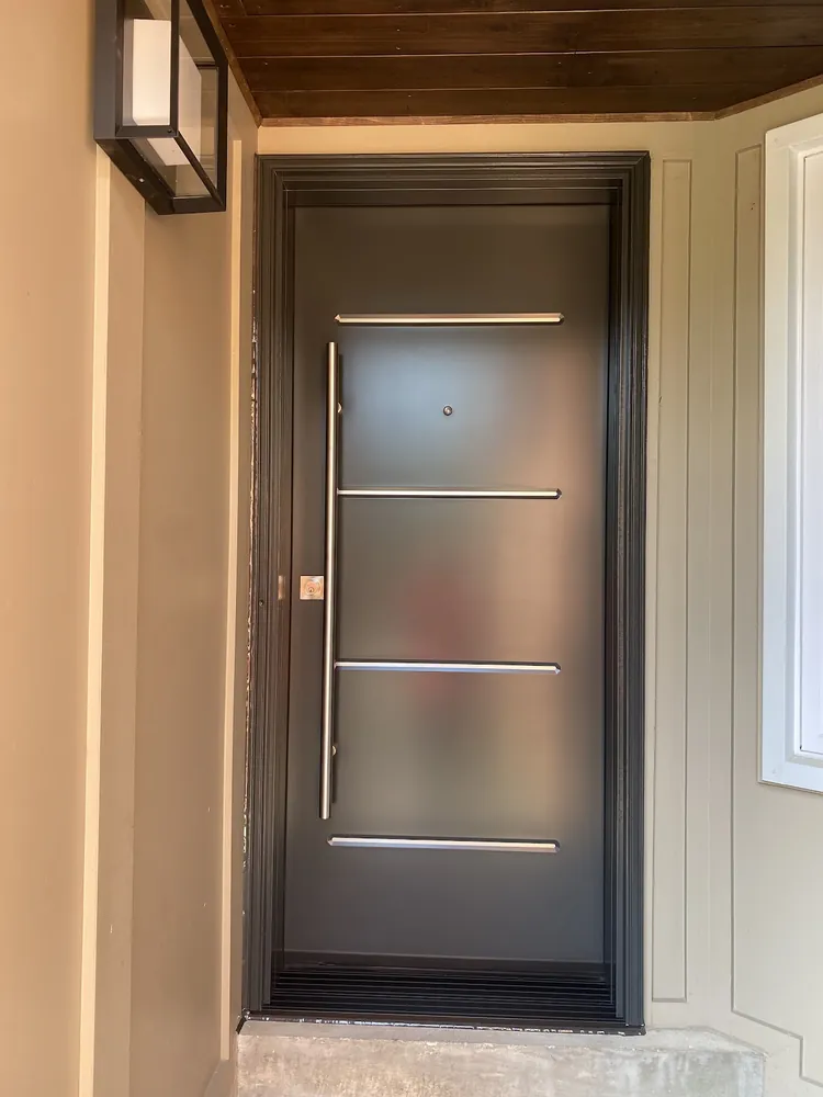 Charcoal modern front door in Richmond Hill