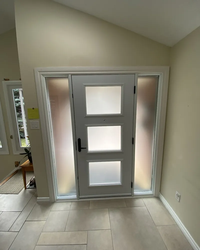 Entry Door With Sidelights, Inside View: after Entry door and sidelights seen from the foyer after replacement