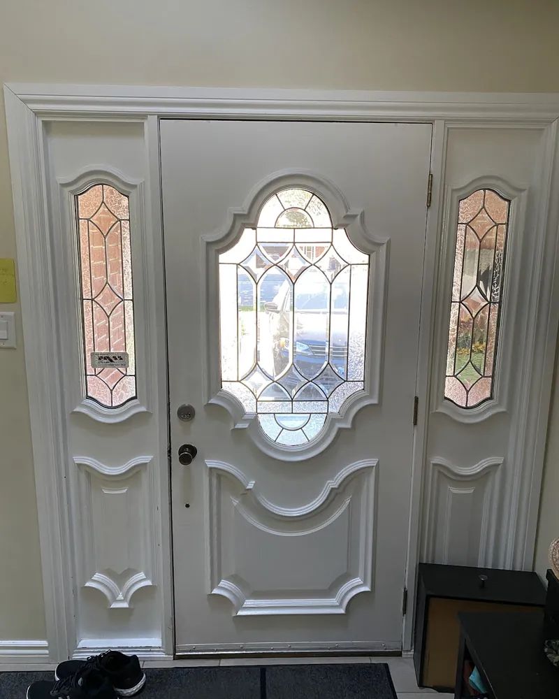 Entry Door With Sidelights, Inside View: before Entry door and sidelights seen from the foyer before replacement