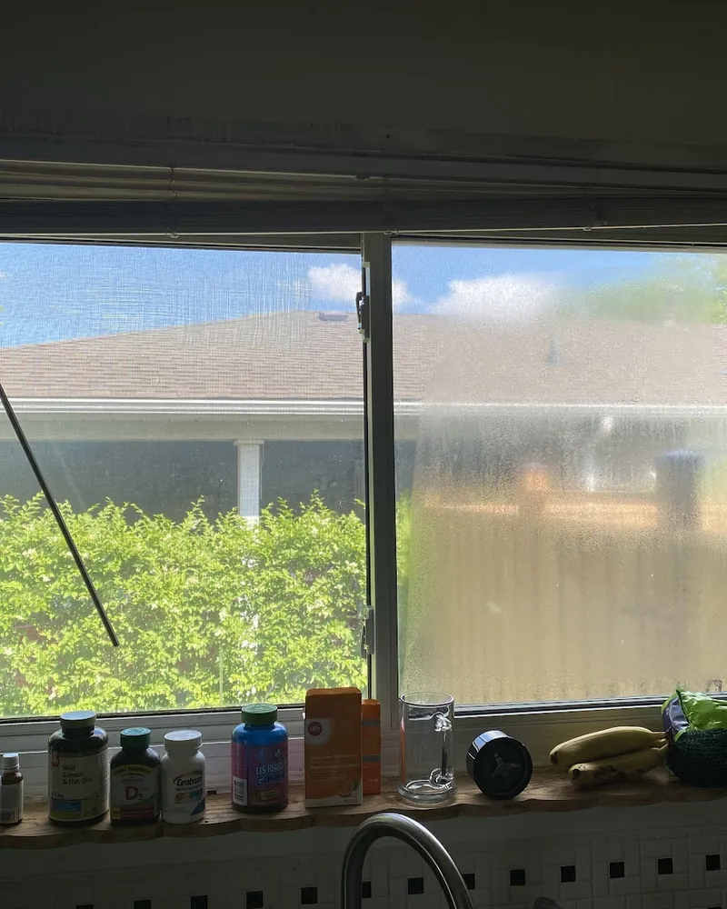 Kitchen window over the counter before replacement
