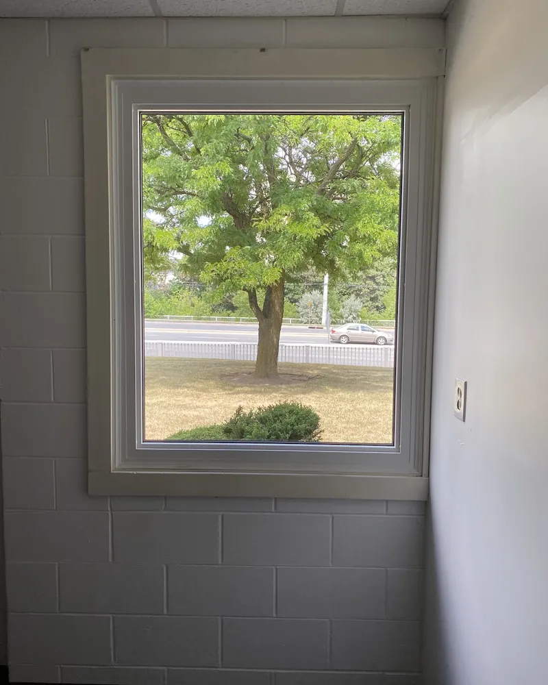 Office window seen from inside after replacement